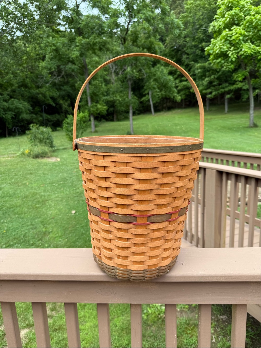 Vintage Longaberger Handwoven Basket with Handle 1991 Tree Trimming